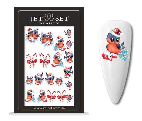 Nail Sticker | WINTER BIRDS RED