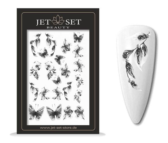Nail Sticker | BLACK BUTTERFLY & FLOWER