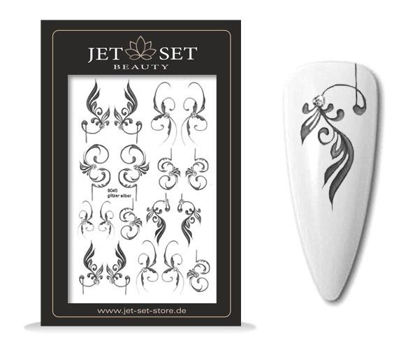 Nail Sticker | ORNAMENT SILVER BLACK